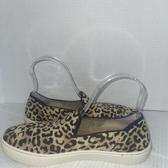 Rothys The Sneaker Womens 8.5 Black Beige Animal Print Knit Slip On Washable - Picture 5 of 9